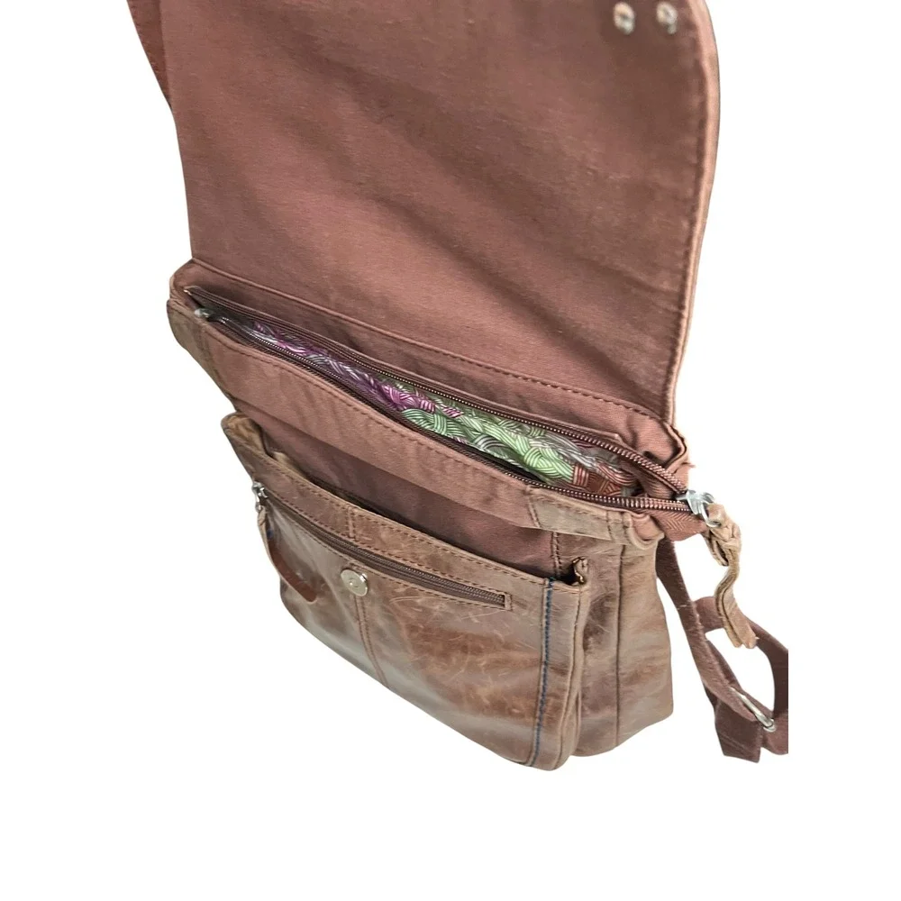 The Sak Brown Distressed Leather Convertible Backpack Crossbody Bag